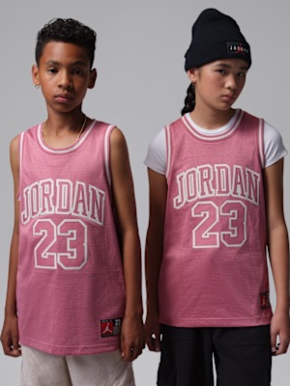 Jordan Boys 23 Mesh Basketball Jersey Pearl Pink White Youth Size Medium 10-12